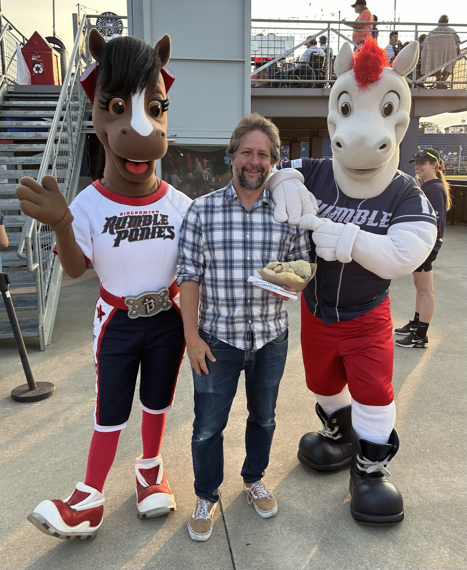 Ben with the Binghamton mascots